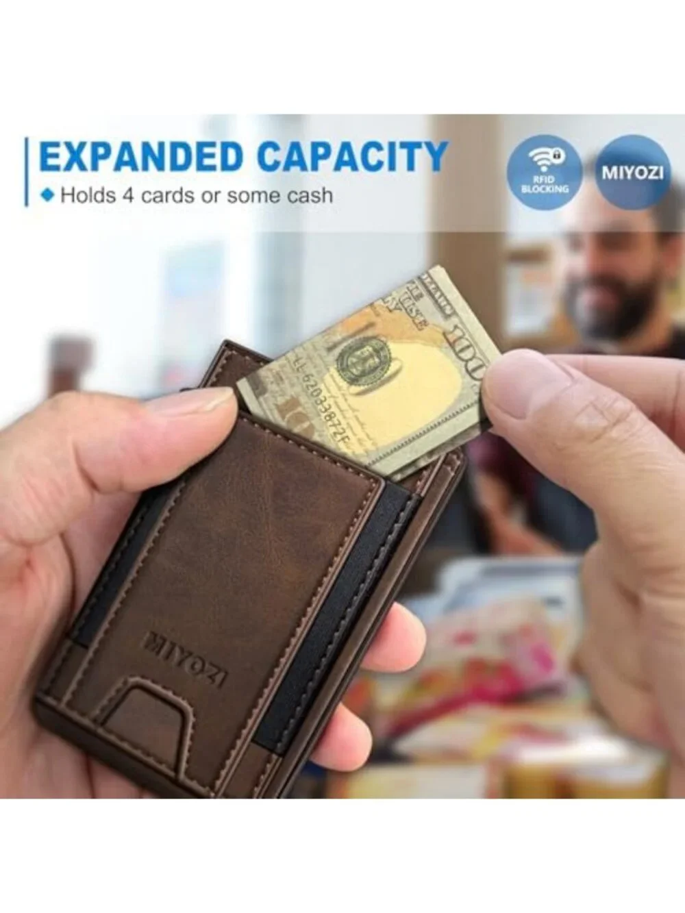 Slim RFID Blocking Wallet for Men - Minimalist Bifold Card Holder, ID Window